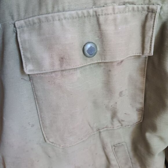 Large Vintage Men's Deck Jacket 60s 70s Vietnam A2 Navy Stenciled Distress - Picture 9 of 16